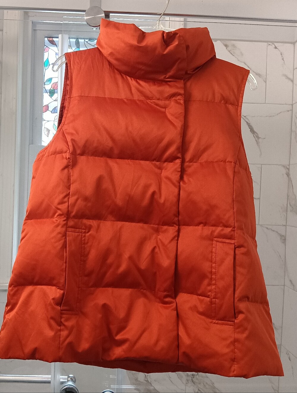 J. Jill Orange Quilted Puffer Down Vest Medium